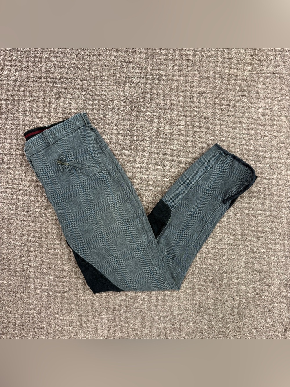 Women’s Size 30R Grey Plaid Dover Full Seat Horseback Riding Breeches. Good Cond